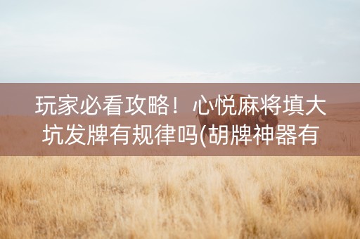 玩家必看攻略！心悦麻将填大坑发牌有规律吗(胡牌神器有猫腻吗)