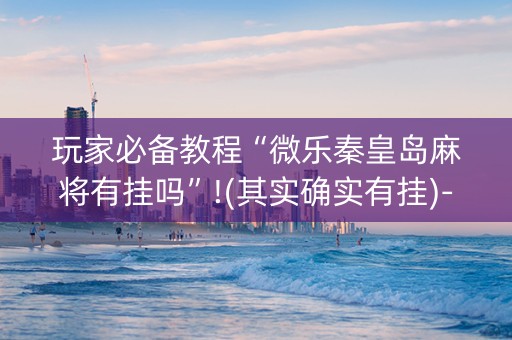 玩家必备教程“微乐秦皇岛麻将有挂吗”!(其实确实有挂)-抖音