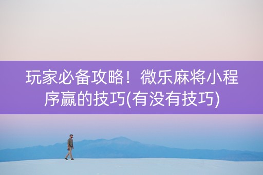 玩家必备攻略！微乐麻将小程序赢的技巧(有没有技巧)
