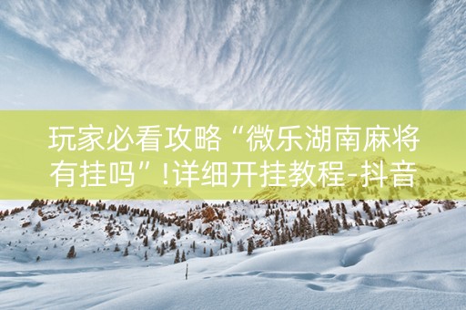玩家必看攻略“微乐湖南麻将有挂吗”!详细开挂教程-抖音