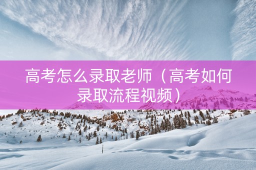 高考怎么录取老师（高考如何录取流程视频）