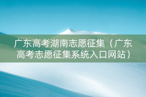 广东高考湖南志愿征集（广东高考志愿征集系统入口网站）