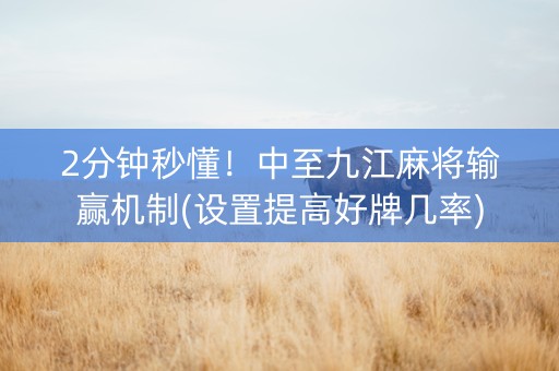 2分钟秒懂！中至九江麻将输赢机制(设置提高好牌几率)