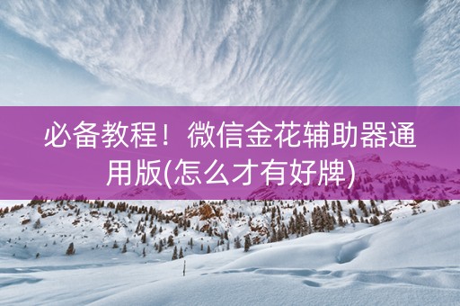 必备教程！微信金花辅助器通用版(怎么才有好牌)