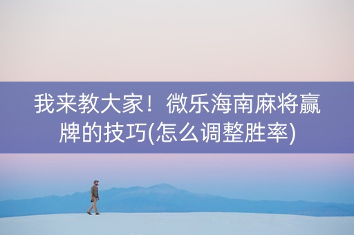 我来教大家！微乐海南麻将赢牌的技巧(怎么调整胜率)