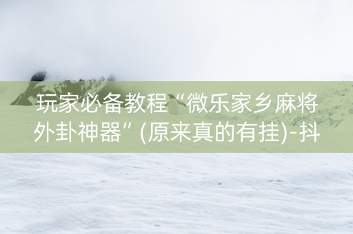 玩家必备教程“微乐家乡麻将外卦神器”(原来真的有挂)-抖音