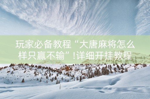 玩家必备教程“大唐麻将怎么样只赢不输”!详细开挂教程-抖音