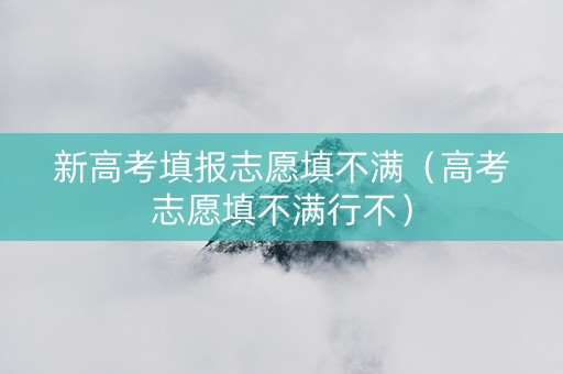 新高考填报志愿填不满（高考志愿填不满行不）