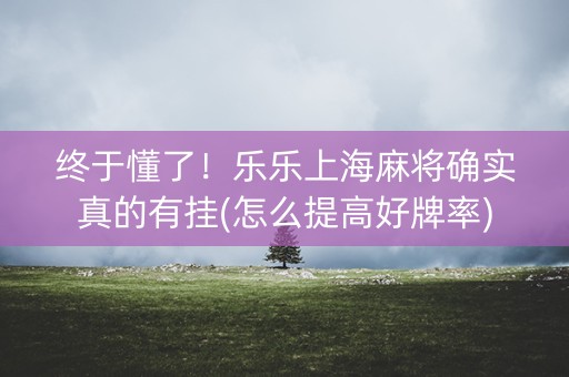 终于懂了！乐乐上海麻将确实真的有挂(怎么提高好牌率)