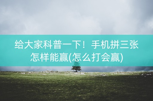 给大家科普一下！手机拼三张怎样能赢(怎么打会赢)