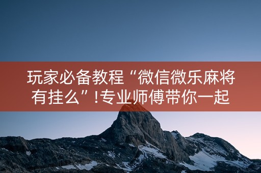 玩家必备教程“微信微乐麻将有挂么”!专业师傅带你一起了解（详细教程）-抖音