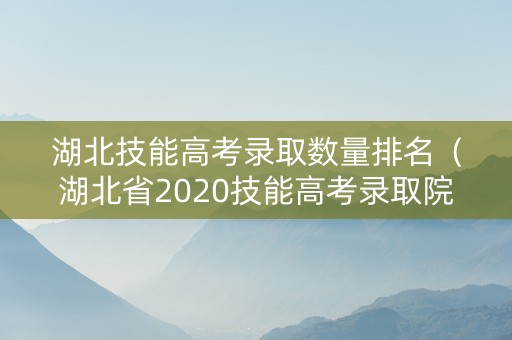 湖北技能高考录取数量排名（湖北省2020技能高考录取院校）