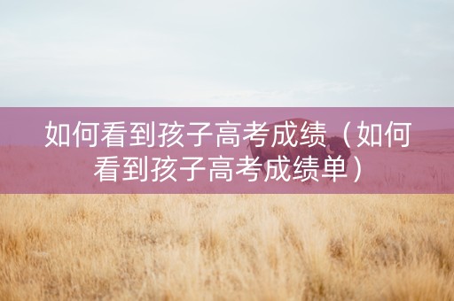 如何看到孩子高考成绩（如何看到孩子高考成绩单）