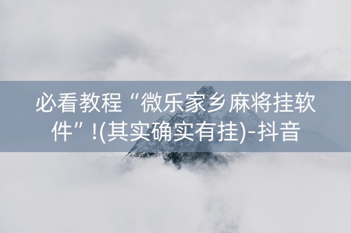 必看教程“微乐家乡麻将挂软件”!(其实确实有挂)-抖音