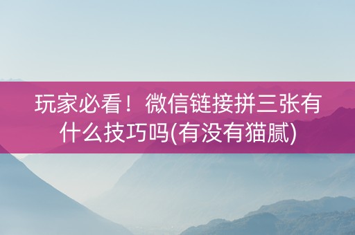 玩家必看！微信链接拼三张有什么技巧吗(有没有猫腻)