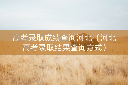 高考录取成绩查询河北（河北高考录取结果查询方式）