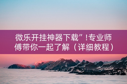 微乐开挂神器下载”!专业师傅带你一起了解（详细教程）-抖音