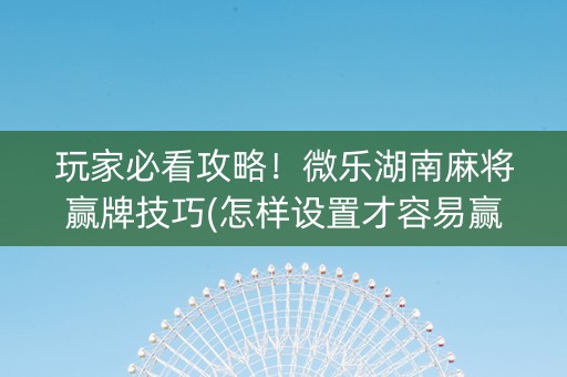 玩家必看攻略！微乐湖南麻将赢牌技巧(怎样设置才容易赢)