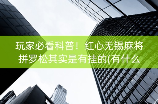 玩家必看科普！红心无锡麻将拼罗松其实是有挂的(有什么规律)