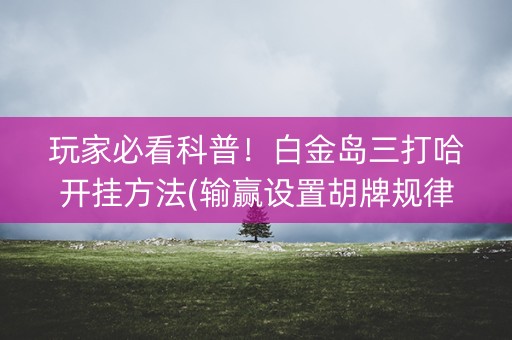 玩家必看科普！白金岛三打哈开挂方法(输赢设置胡牌规律)