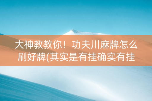 大神教教你！功夫川麻牌怎么刷好牌(其实是有挂确实有挂)