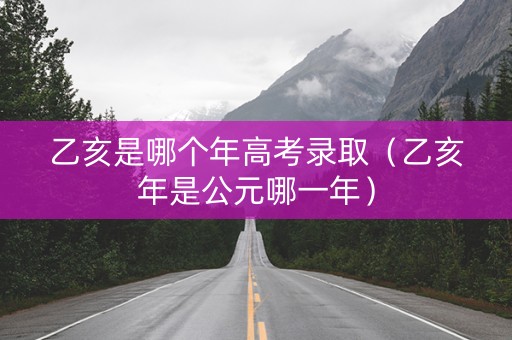 乙亥是哪个年高考录取（乙亥年是公元哪一年）