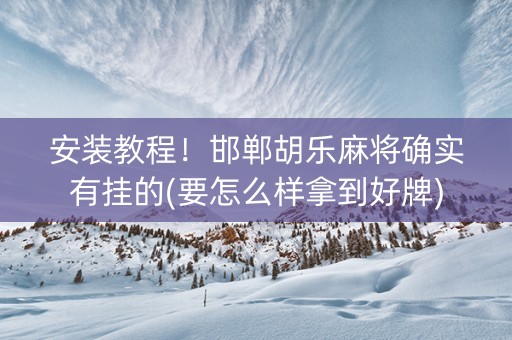 安装教程！邯郸胡乐麻将确实有挂的(要怎么样拿到好牌)