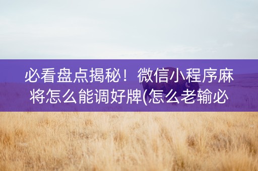 必看盘点揭秘！微信小程序麻将怎么能调好牌(怎么老输必备神器)