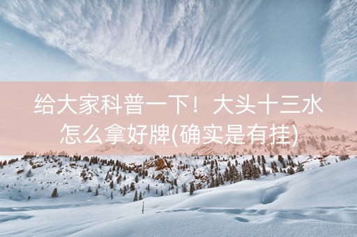 给大家科普一下！大头十三水怎么拿好牌(确实是有挂)