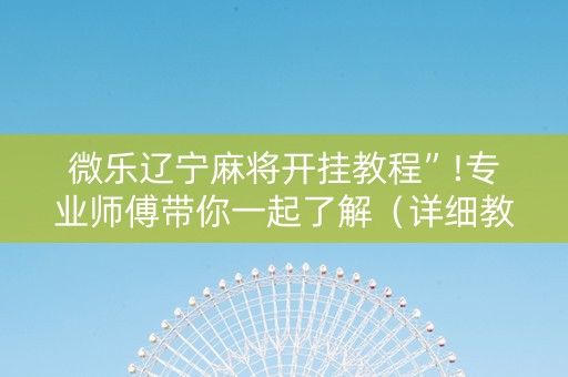 微乐辽宁麻将开挂教程”!专业师傅带你一起了解（详细教程）-抖音