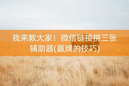 我来教大家！微信链接拼三张辅助器(赢牌的技巧)