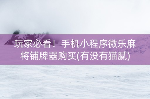 玩家必看！手机小程序微乐麻将铺牌器购买(有没有猫腻)