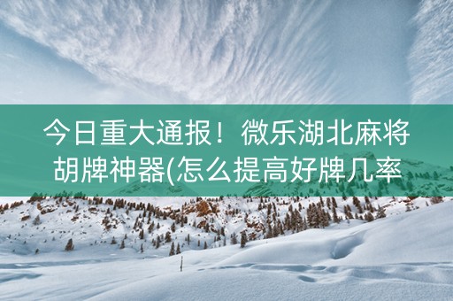 今日重大通报！微乐湖北麻将胡牌神器(怎么提高好牌几率)