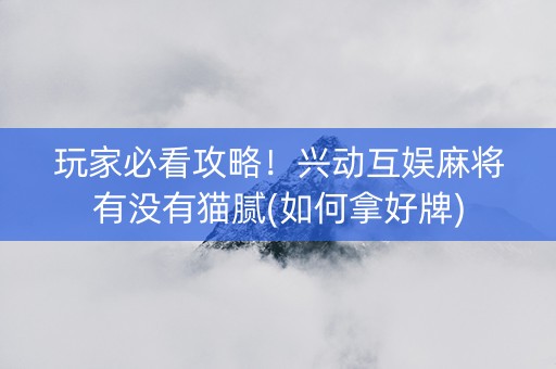 玩家必看攻略！兴动互娱麻将有没有猫腻(如何拿好牌)