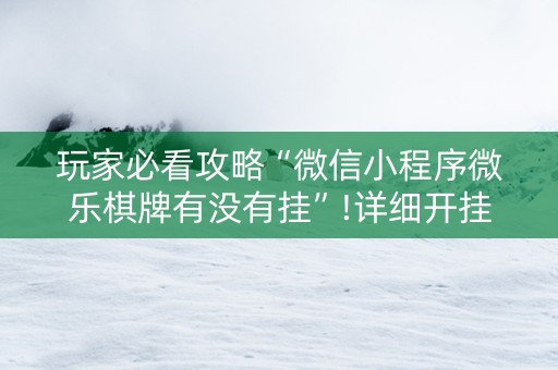 玩家必看攻略“微信小程序微乐棋牌有没有挂”!详细开挂教程-抖音