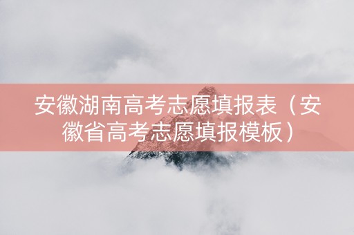 安徽湖南高考志愿填报表（安徽省高考志愿填报模板）