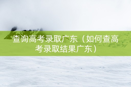 查询高考录取广东（如何查高考录取结果广东）
