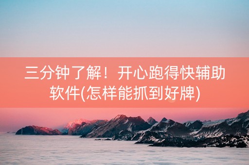 三分钟了解！开心跑得快辅助软件(怎样能抓到好牌)