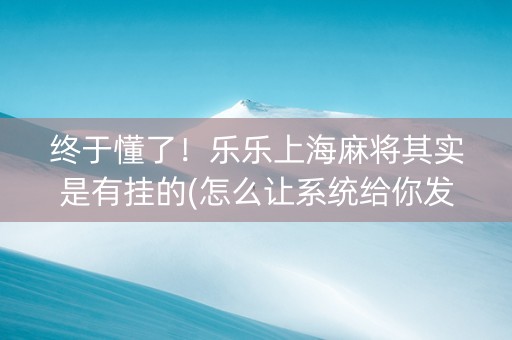 终于懂了！乐乐上海麻将其实是有挂的(怎么让系统给你发好牌)