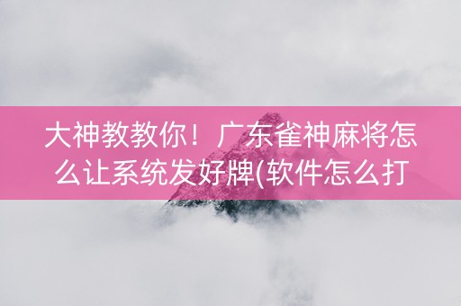 大神教教你！广东雀神麻将怎么让系统发好牌(软件怎么打赢)
