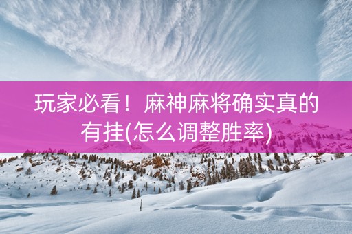 玩家必看！麻神麻将确实真的有挂(怎么调整胜率)