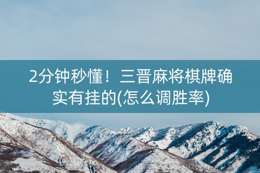 2分钟秒懂！三晋麻将棋牌确实有挂的(怎么调胜率)
