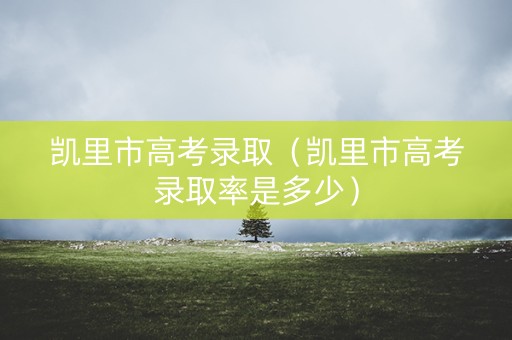 凯里市高考录取（凯里市高考录取率是多少）