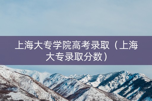 上海大专学院高考录取（上海大专录取分数）