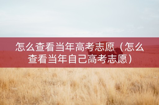 怎么查看当年高考志愿（怎么查看当年自己高考志愿）