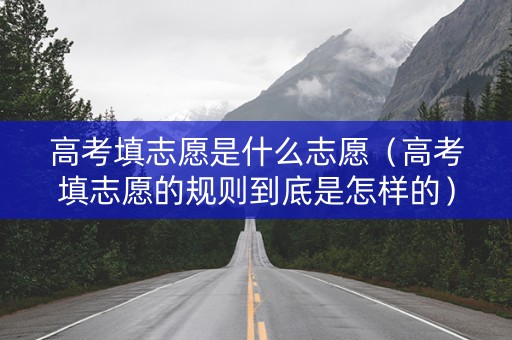 高考填志愿是什么志愿（高考填志愿的规则到底是怎样的）