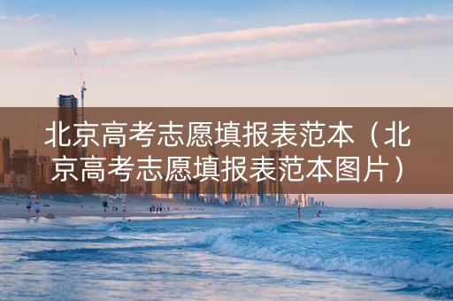 北京高考志愿填报表范本（北京高考志愿填报表范本图片）