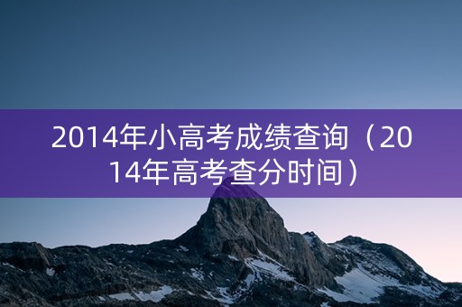 2014年小高考成绩查询（2014年高考查分时间）