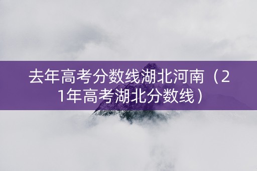 去年高考分数线湖北河南（21年高考湖北分数线）