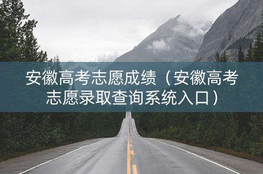 安徽高考志愿成绩（安徽高考志愿录取查询系统入口）